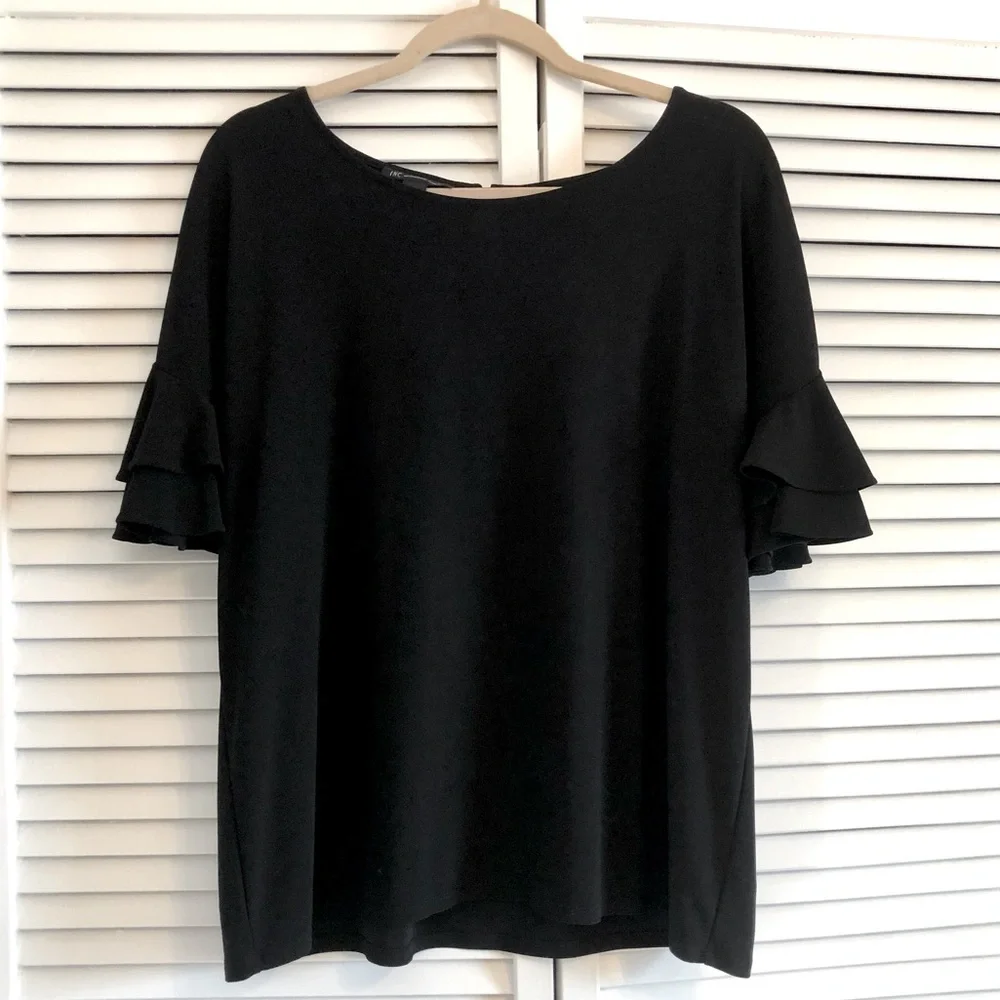 INC Black Shortsleeved Blouse - Picture 1 of 2